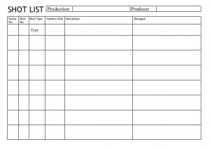 shooting schedule template shot list