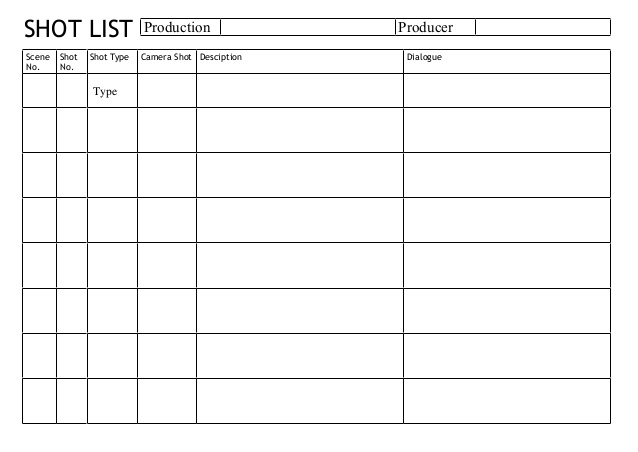 shooting schedule template