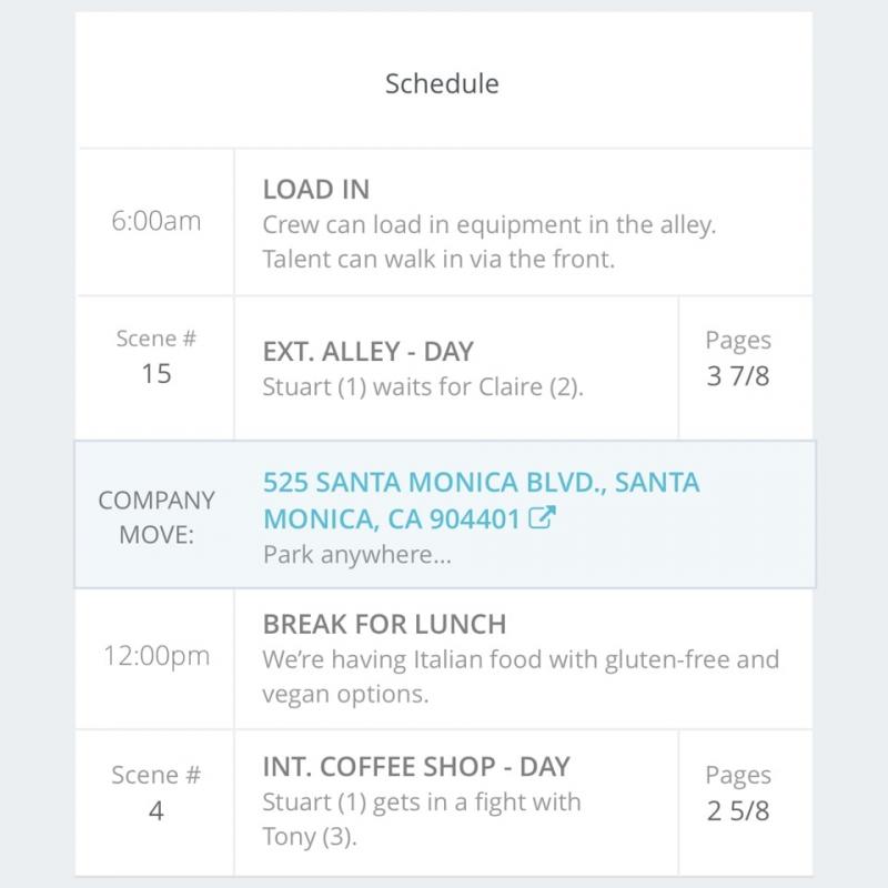 shooting schedule template