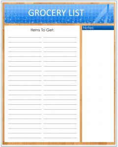 shopping list template printable grocery list template