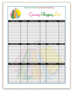 shopping list template shopping list template