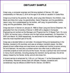 military obituary samples