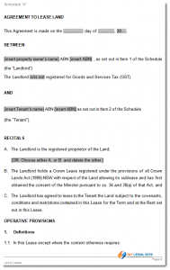 short rental agreement land lease sample