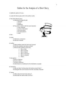 short story outline outline for the analyisis of a short story