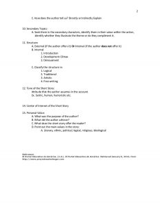 short story outline outline for the analyisis of a short story