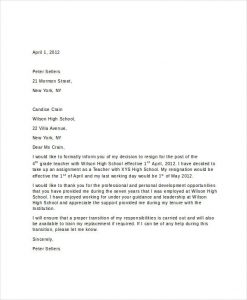 short thank you letter for teacher short resignation letter for teachers