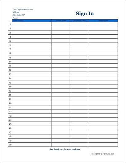 sign in sheet pdf