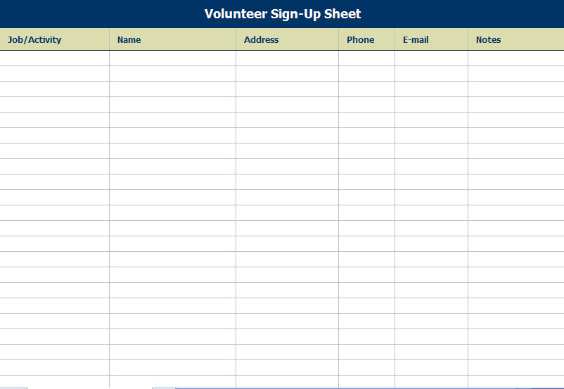 sign in sheet template excel