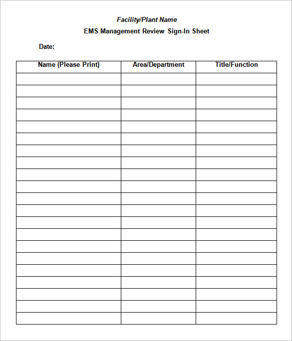 sign in sheet template