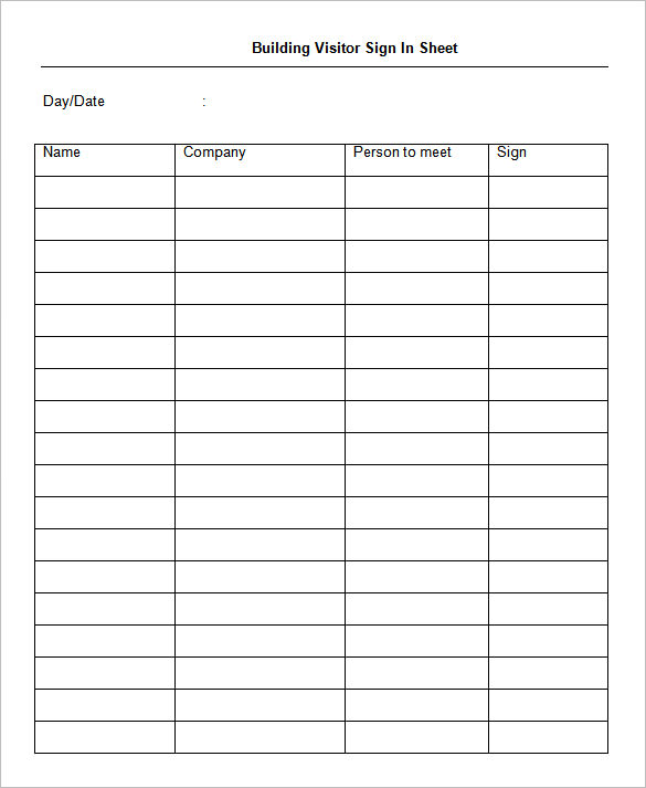 sign in sheet template