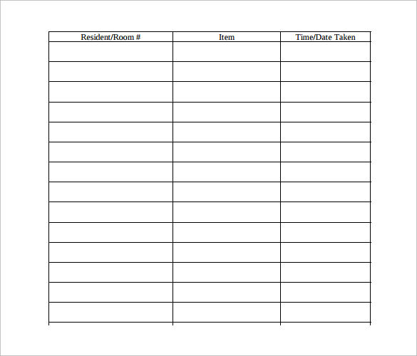 sign out sheet