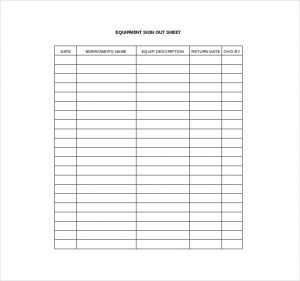 sign out sheet equpimane sign out sheet excel template free download