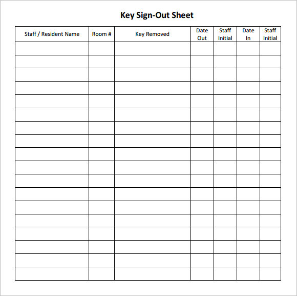 sign out sheet