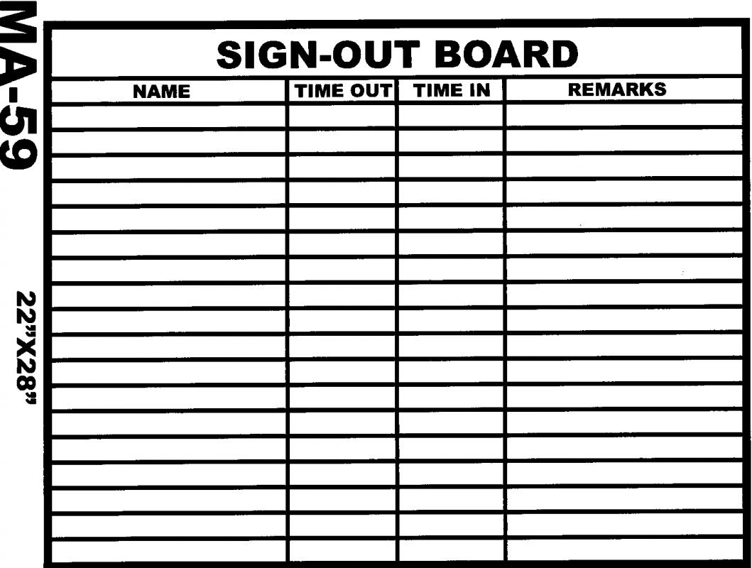 sign out sheet