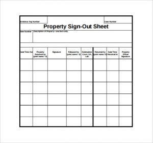 sign out sheet property sign out sheet pdf template free download