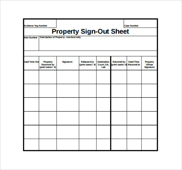 sign out sheet