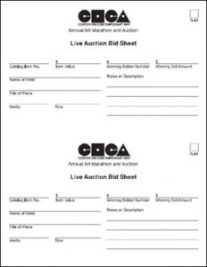 silent auction sheet auction form live