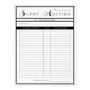 silent auction sheet silent auction form letter sized paper letterhead racbfbdbbff vgg byvr