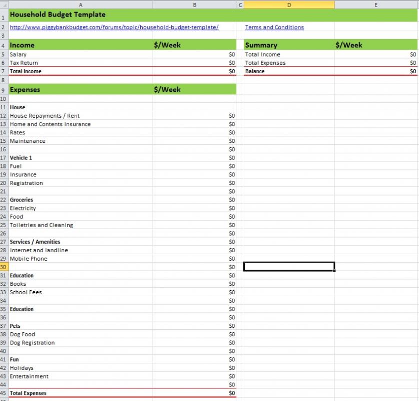 simple budget template