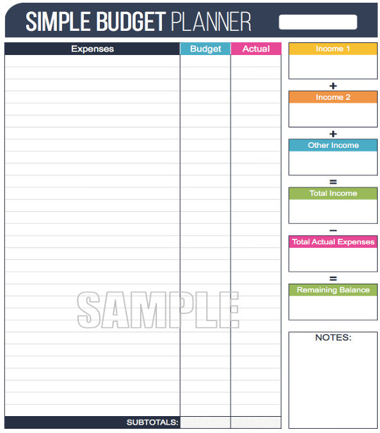 simple budget template