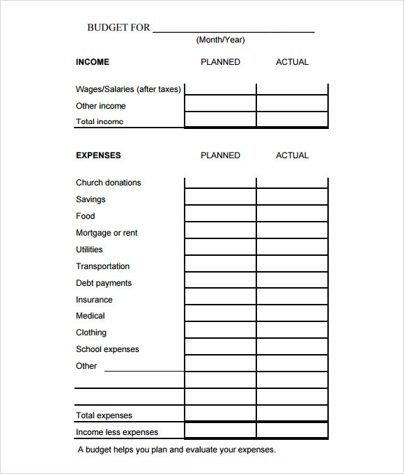 simple budget template