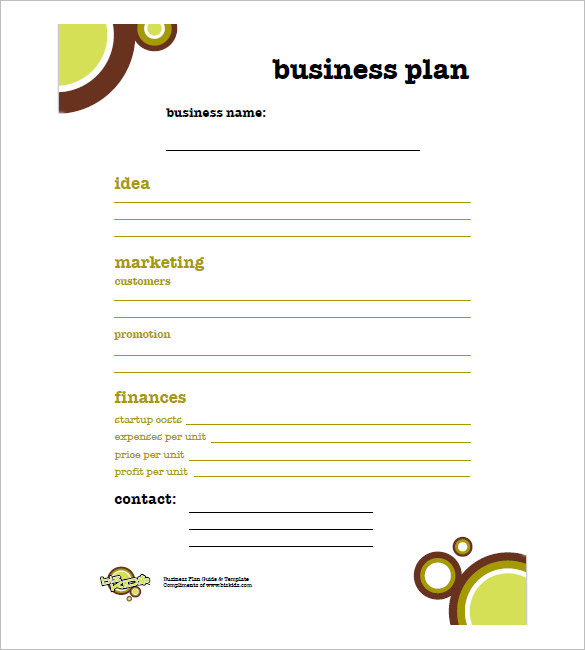 examples of simple business plans