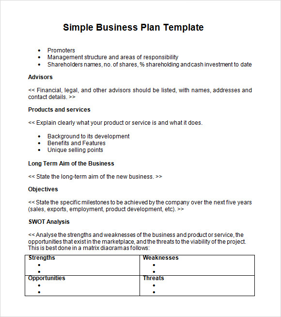 free business plan template word