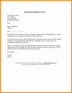 simple employment application application rejection letter template