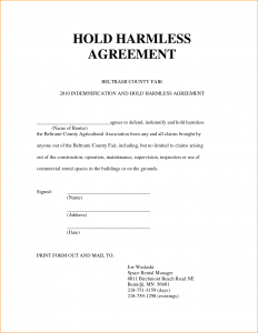 simple hold harmless agreement hold harmless agreement