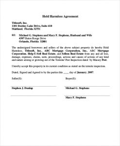 simple hold harmless agreement hold harmless agreement real estate