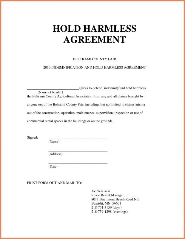 simple hold harmless agreement