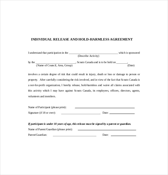 simple hold harmless agreement