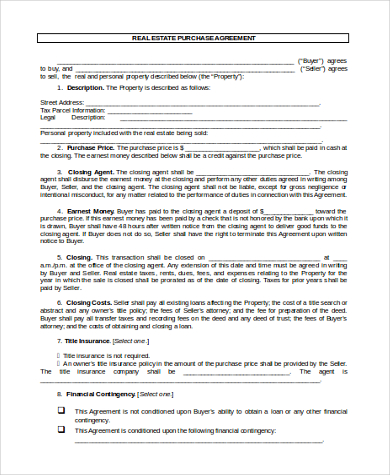 simple home purchase agreement