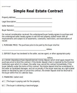 simple home purchase agreement simple home sales contract