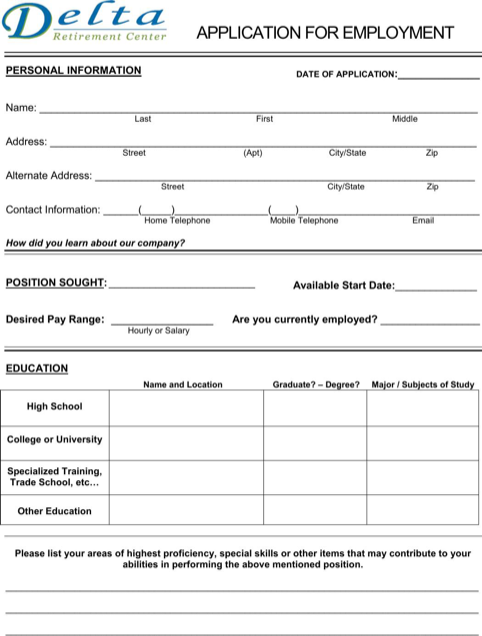 simple job application