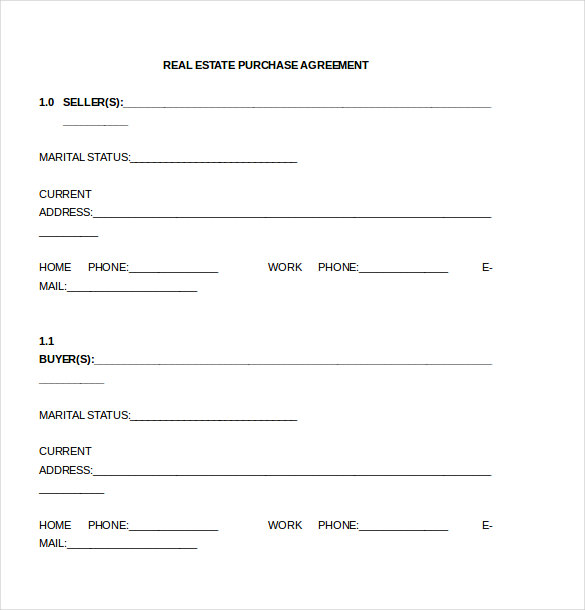 simple land purchase agreement form