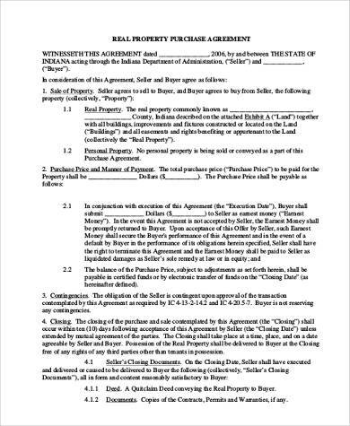 simple land purchase agreement form