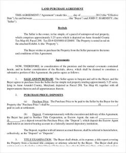 simple land purchase agreement form standard land purchase agreement form