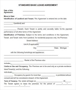 simple lease agreement standard basic lease agreement