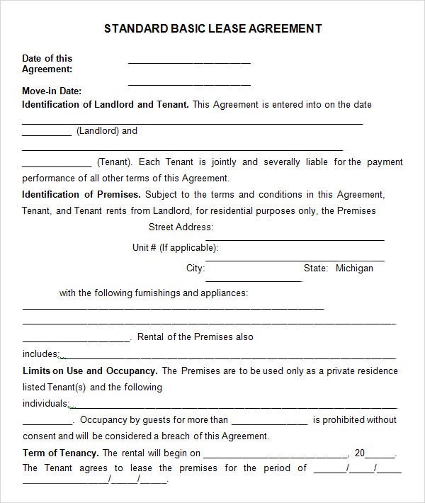 simple lease agreement template business