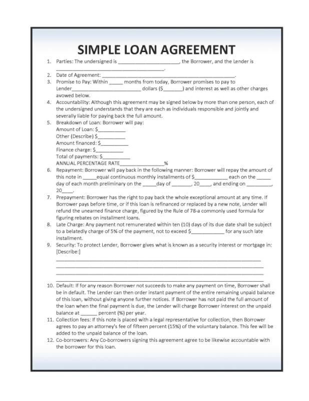 simple loan agreement