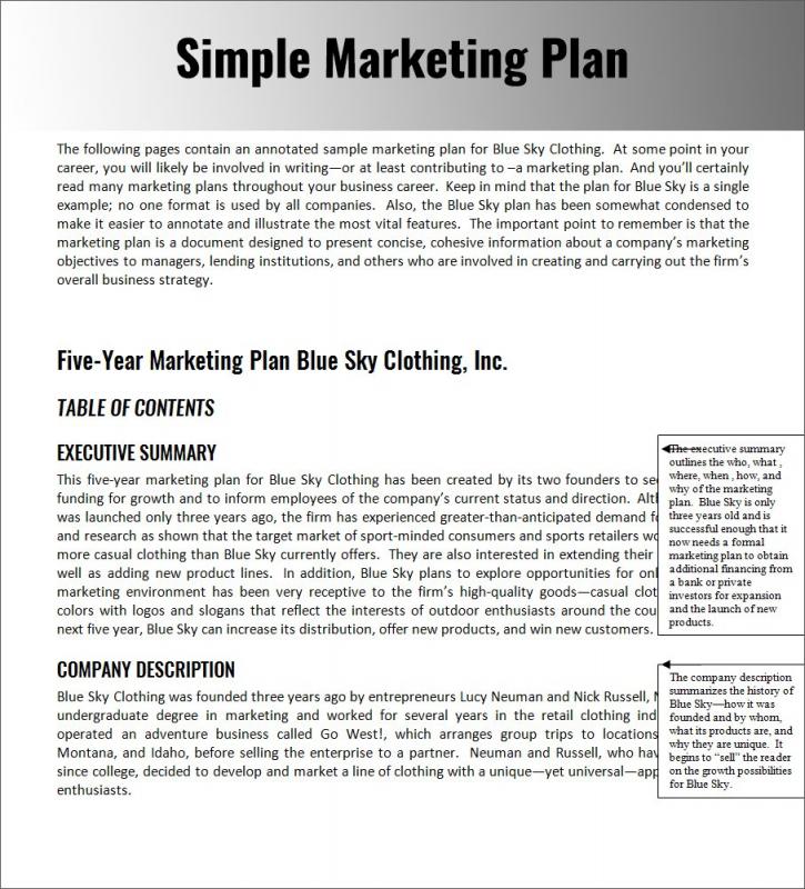 simple marketing plan