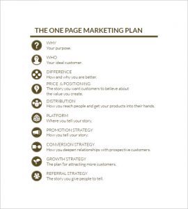 simple marketing plan simple one page marketing plan