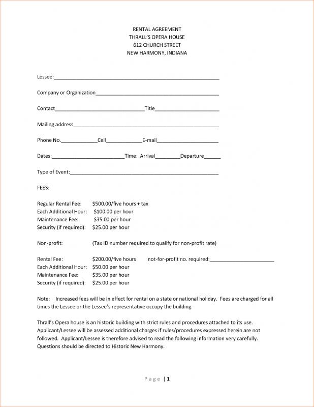 simple one page lease agreement