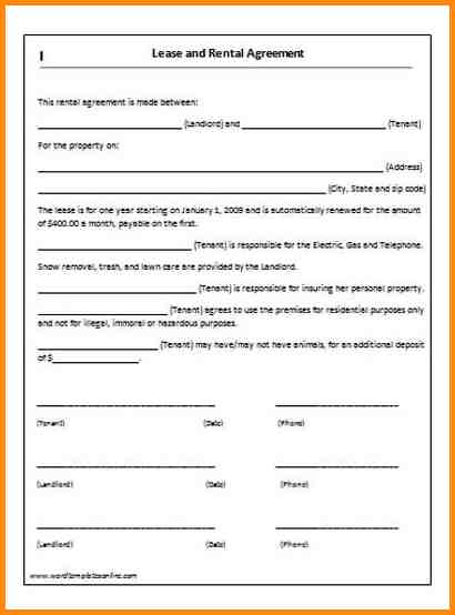 simple one page lease agreement