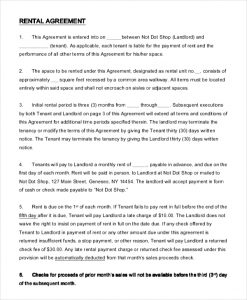 simple one page rental agreement sample shop rental agreement free download