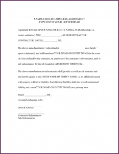 simple photo release form hold harmless agreement template hold harmless agreement