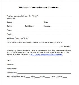 simple photography contract portrait commission contract