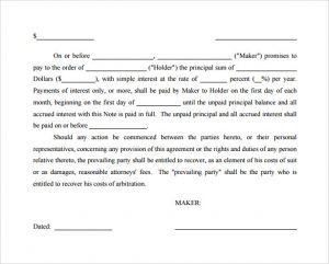 simple promissory note promissory note simple interest template