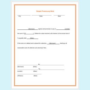 simple promissory note simple promissory note template